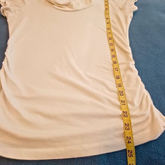 CAbi short sleeve side cinch cowl neck shirt top M - Picture 6 of 6